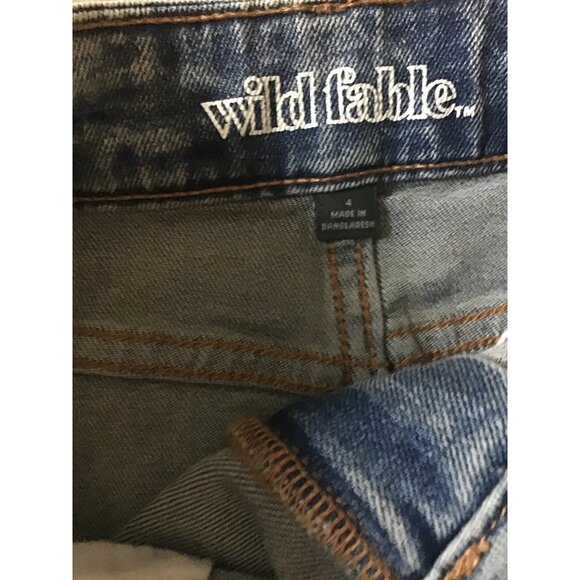 WILD FABLE -WOMENS MEDIUM WASH KNEE LENGHT DISTRESS HEM DENIM SKIRT SIZE 4 -NEW - Picture 3 of 5